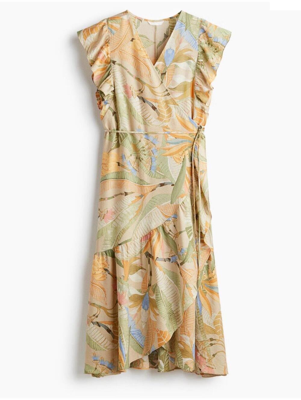 H&M Wrap Dress Long Ruffle Sz M